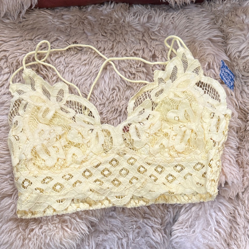 Free People Yellow Lace Bralette
